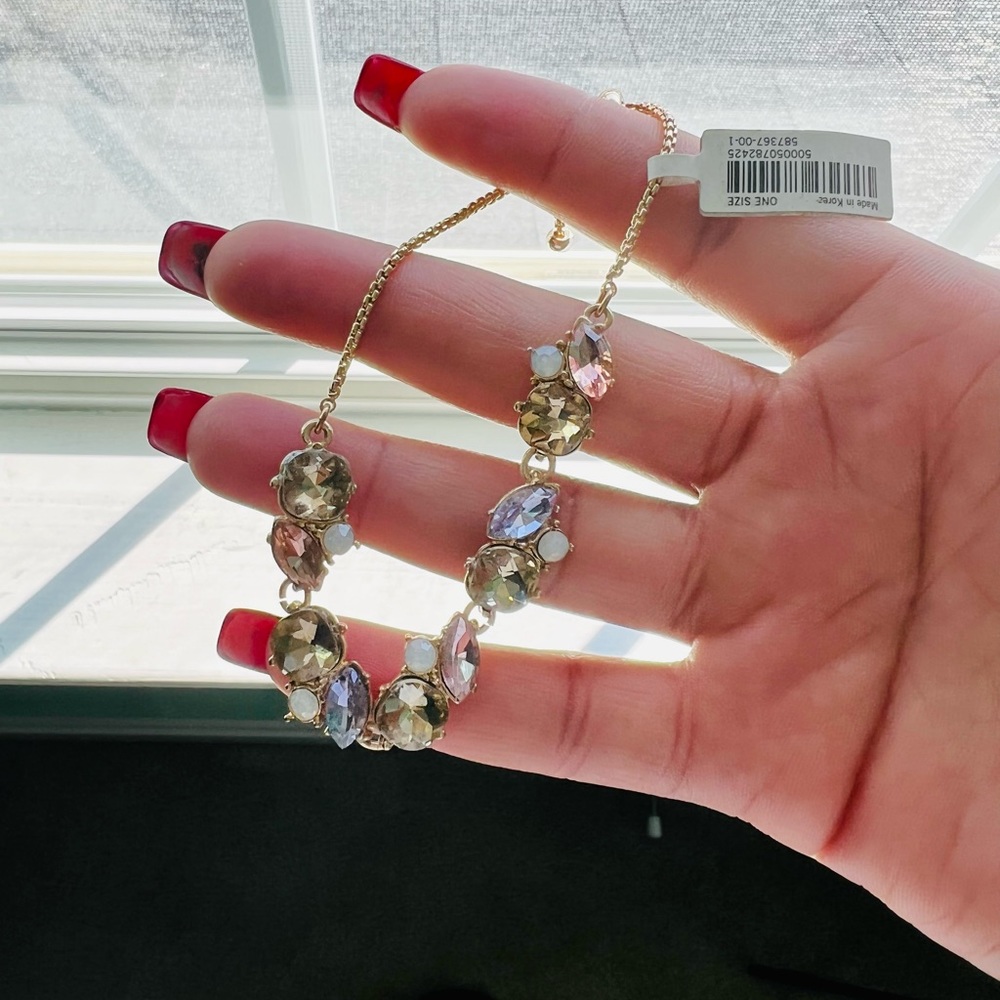 Banana Republic Women's Geo Bright Stone Slider Bracelet NWT gold plated - Picture 7 of 7